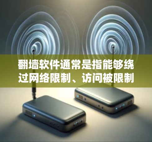 翻墙软件通常是指能够绕过网络限制、访问被限制访问的网站或内容的工具。这些软件通过多种技术手段，例如使用代理服务器、VPN（虚拟专用网络）或加密传输，来隐藏用户的网络活动，避免被监控或限制