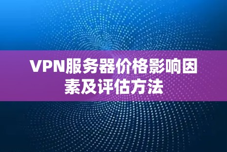 VPN服务器价格影响因素及评估方法